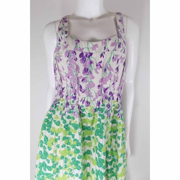 Anthropologie Purple and Green Floral Dress - Picture 3 of 8